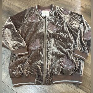 Anthropologie Hei Hei West End Velvet Bomber Jacket